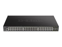 D-Link DGS 1250-52XMP - Commutateur - L3 Lite - intelligent - 48 x 10/100/1000 (PoE) + 4 x 10 Gigabit SFP+ - Montable sur rack - PoE (370 W)