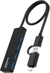 Hub USB 3.0 Adaptateur USB 4 en 1 Ultra-Slim 5Gbps Hub USB C Compatible avec Mac Pro, PS4, MacBook Air, Surface Pro, XPS et Autres Ordinateurs Portables