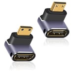 Maxhood Mini HDMI to HDMI Adapter 8K, Up and Down Angled Mini HDMI Male to HDMI Female Adapter 8K 4K HDR 3D 48Gbps Mini HDMI Adapter Compatible with Camera, Projector, Tablet, Raspberry Pi, 2Pack