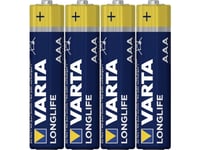 Varta Longlife Extra Aaa, Engångsbatteri, Aaa, Alkaline, 1,5 V, 4 Stk, Blå, Gul