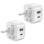 USB C Plug Fast Charge Plug,2 Pack Dual Port Micro USB Plug For Apple iPhone 16/15/15 Pro Max Type C Wall Charger Adapter UK for iPhone 14/14 Pro/14 Pro Max/13/13 Pro/13 Pro Max/12 Pro Max/11 Pro/iPad