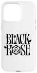 Coque pour iPhone 15 Pro Max Belle rose noire avec inscription en anglais « Minimalist »