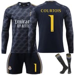 Madrid COURTOIS #5 2023/2024 RM Långärmad höst/vinter Borta Barn Fotbollströja/Shorts/Strumpor Set Ungdom Barn Storlekar 26