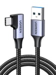 Câble Usb C Vers Usb 3.0 Coudé Charge Rapide Et Data Sync 5gbps Compatible Avec Iphone 16 Plus Pro Max 15 Galaxy S24 Plus Ultra S23 S22 A55 A35 A15 Redmi Note 13 Pro 12 P60 Manette Ps5 (0.5m)