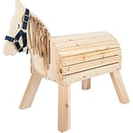 small foot Cheval en Bois Compact, Cheval de Selle avec Licol, à partir de 3 Ans, pour l'intérieur et l'extérieur, 12313