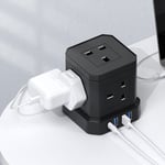 20W 5 Way Cube Power Socket Extension Plug Adapter 4 USB Ports Electric Lead UK