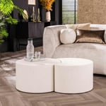 Pier Import - Table basse blanche en marbre composite forme lune (lot de 2) taj