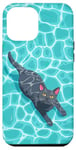 Coque pour iPhone 14 Plus Chat bleu russe amusant dans l'eau de la piscine