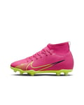 NIKE Jr Superfly 9 Club Fg/Mg Soccer Shoe, Pink Blast Volt Gridiron, 5.5 UK