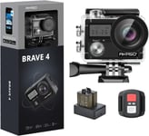 Caméra Sport Etanche 4K WiFi 20MP Action Cam Sportive Stabilisateur Ultra HD Écran LCD Grand Angle 170 Degrés EIS 30M sous Marine 2 Batteries 1050mAh - Brave 4 Noir.[G723]