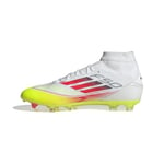 adidas Femme F50 League Mid Football Boots FG/MG Women Chaussures, Cloud White/Lucid Red/Solar Yellow, 37 1/3 EU