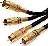 5M Câble Audio Rca Prise 2X Rca Sur Prise 2X Rca Câble Audio Hifi Fiches Rca Entièrement En Métal Plaqué Or Récepteur Cinéma Maison Console De Jeux[VID061292]