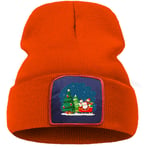 ZZDGFC Père Noël sur Un Traîneau Et des Cadeaux Casquette De Noël Mode De Rue Bonnet Chaud Casquettes Simples Décontractées Unisexes Chapeaux De Confort   Orange