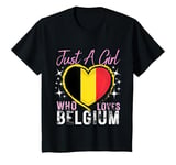 Youth Belgium Just A Girl Who Loves Belgium Heart Flag for Girls T-Shirt