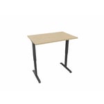 Bureau individuel réglable en hauteur électrique Talia Carbone 68 cm NIVO : bureau D180x80/cpl carbone chants chêne clair/cpi