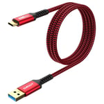 Câble Usb C Charge Rapide,1M 10Gbps Câble Transfert De Données Usb C,Cable Usb C Android Auto Compatible Avec Samsung S23/21 A51 S23 Ultra,Huawei P50,Pixel-Rouge