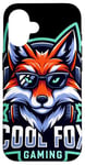 Coque pour iPhone 16 Cool Fox Gaming Renard Casque Lunettes