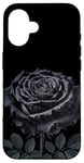 Coque pour iPhone 16 Rose noire gothique pour fille - Pour la Saint-Valentin, Halloween