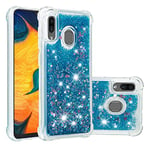 IMEIKONST Compatible with Huawei P30 Lite Glitter Case, Liquid Sparkle Quicksand Clear Transparent Sequin Slim Girls Soft TPU Bumper Silicone Shockproof Cover for P30 Lite. Love Blue YBW