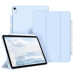 FINTIE Coque pour iPad Air 11 Pouces 2024/iPad Air 5/iPad Air 4 (2022/2020) 10.9" - [Rangement de Stylet] Étui Transparent Mat, Housse Fine Protection Veille/Réveil Automatique, Bleu Ciel