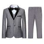 Garçon Costume 3 Pièces Classique Slim Fit Mariage Bal Tuxedo Veste Pantalon Et Gilet,Gris,6 Ans