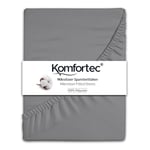 Komfortec Drap-Housse 160 x 200 cm en Microfibre brossée, Gris