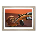 Big Box Art Violin Instrument (2) Framed Wall Art Picture Print Ready to Hang, Oak A2 (62 x 45 cm)