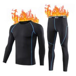 Ensemble de sous-Vêtement Thermique Homme Hiver Respirant Vêtements Thermique pour L'entraînement Ski Running Sport Randonnée Montagne Bleu Medium