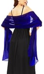 chuangminghangqi Femme Étole en Satin Brillant Châle de Mariage Écharpe pour Mariée - Wrap Foulard pour Soirée Cérémonies Fêtes Cocktail Bridemaids Bal de Promo Plage (Bleu Joyau)