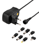 DELTACO power adapter 230V to 3-12V DC 600mAh, replaceable connectors