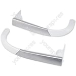 Beko Fridge Freezer Door Handles Pair Upper and Lower Silver White