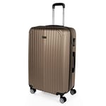 ITACA - Set of 3 suitcases Trolley 50/60/70 cm, ABS. Extensible. Rigid, Resistant and Light. Telescopic Handle, 4 Wheels, Lock Integrated. Low Cost, Champagne