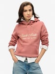 Superdry Luxe Metallic Logo Hoodie - Pink, Pink, Size 8, Women