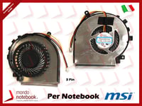 Ventilateur CPU MSI Ge62 Ge72 Pe60 Pe70 Gl62 Gl72 (Damper 3 Broches) PAAD06015SL