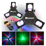 LED DJ Scanner Light Set with Rotating Mirrors & DMX Cables- Beamz Triple Flex