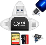 Lecteur de cartes SD TF multi-ports 4 en 1 universel USB 3.0 externe lecteur de carte mémoire SD/Micro SD pour téléphone Android,lecteur de carte mémoire micro SD pour appareil photo (noir)(Q1623)