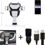  For Sony Xperia PRO-I Airvent mount + CHARGER holder cradle bracket car clamp