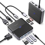 ORICO Hub USB C 10 en 1 Station d'accueil avec 4K HDMI & 1080P VGA, PD 100W, Ethernet 1000M, SD/TF, 3 5Gbps USB A 3.0, 3.5mm Audio, Type C Multi Docking Station pour MacBook Air Pro M2 M1 iPad Dell Hp