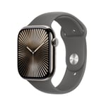 Apple Watch 10 Cell 46mm Naturlig Titan med Stengrå Sport Band - S/M