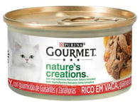 Gourmet Purina Nature's Creations Nourriture Humide Naturelle pour Chat avec bœuf, 24 boîtes de 85 g