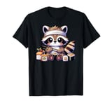 Funny Raccoon Eating Sushi Graphic Japanese Sushi T-Shirt