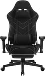 WOLTU Chaise Gaming Tissu Respirant pour l'été Ergonomique Fauteuil Gaming, Adultes Enfants Siege Gaming Gamer avec Repose-Pieds, Dossier Haut, Chaise Fauteuil Pivotant Bureau pour Livestream Noir