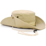 Solhattar Safarihatt UV-skydd Bred Brätte Sommarhatt Bomull Fällbar Fiske Vandring Mössa Andningsbar Cowboy Stil Boonie Hatt för Män Kvinnor Utomhus Beige One Size