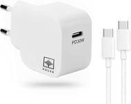 Chargeur Usb-C 30W Technologie Gan-Charge Ultra-Rapide 60% En 30 Min-Cable Usb-C Vers Usb-C De 1M-Compact Et Ideal Pour Voyages-Compatibilite Universelle Iphone,Samsung,Mac,Win