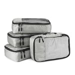 Amazon Basics Cubes d'emballage pour Valise, Organisateurs de Voyage, Fermeture Éclair, Lot de 4, Petites, Gris