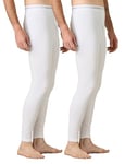 LAPASA Pantalon Thermique Homme Bas Caleçon Long sous-Vêtement Chaud Automne/Hiver M56 S Blanc (2 Pantalons)