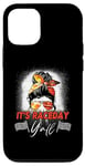 Coque pour iPhone 13 Pro Its Raceday Yall Dirt Track Racing Car Lover Messy Bun