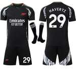 2024-2025 Arsenal borta barn vuxen svart fotbollströja kit med strumpor No.29 HAVERTZ No.29 HAVERTZ 26