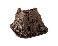 Nordic Ware Haunted Manor 10-Cup Bundt Pan, Original Cast Aluminium Bundt Tin, Bundt Cake Tin with Halloween Design, Cake Mould Made in The USA, Colour: Bronze