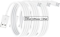 Lot de 3 chargeurs iPhone certifiés Apple MFi 2 m, câble Lightning 2 mètres iPhone pour Apple iPhone13/12/12mini/iPhone 11/11 Pro/11 Pro Max/X/XS/XR/XS Max/8/8 Plus iPad Airpods